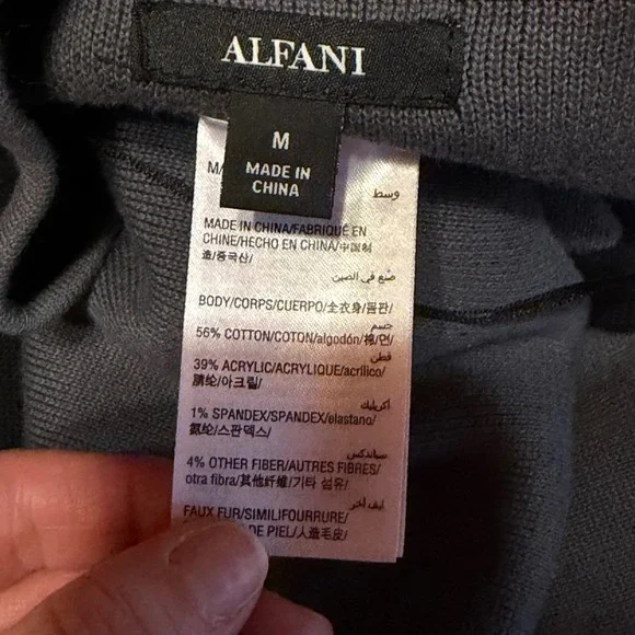 Alfani Longline Cardigan Black Fur Cuffs Size M Classic Mob Wife Chic Y2K - Picture 5 of 7